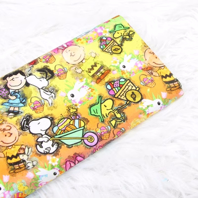 Sewing By - Cartoon Snoopy Paasei Katoen Stof, Naaimateriaal