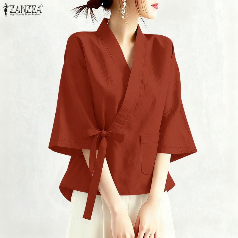 Sewing V - 2026 ZANZEA Zomer Cross V-hals Halve