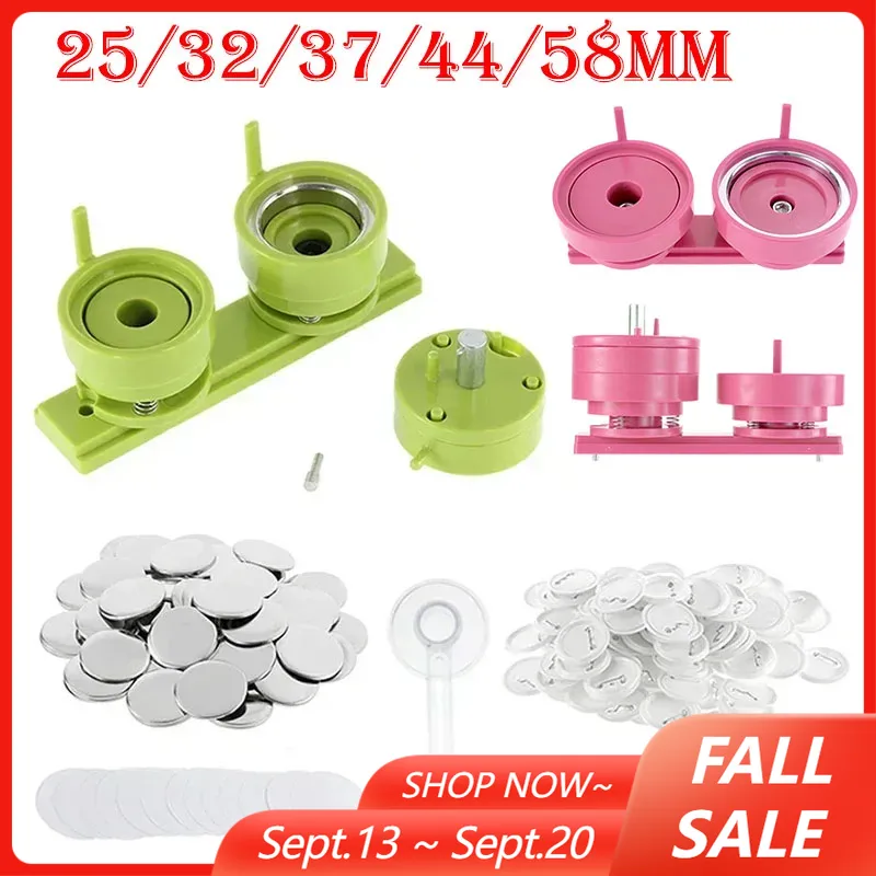 Button Hole Cutter - 100Sets 25/32/37/44/58mm Badge Pin Button Maker