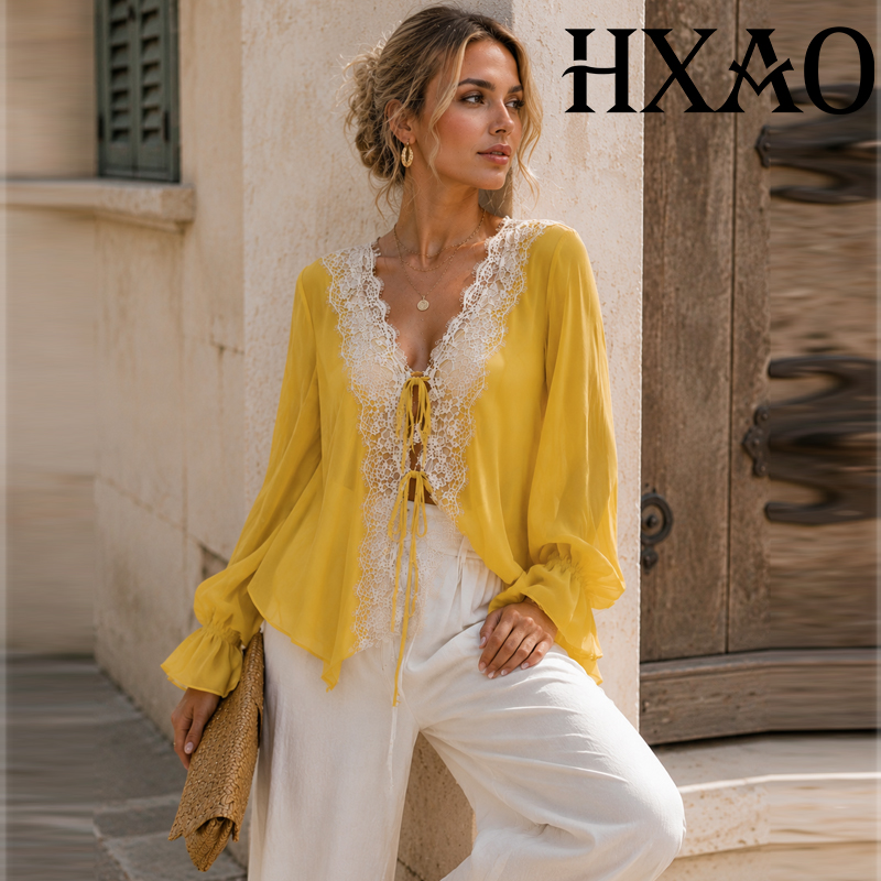 HXAO Vetersluiting Damesblouse - Sewing V recensie en prijs