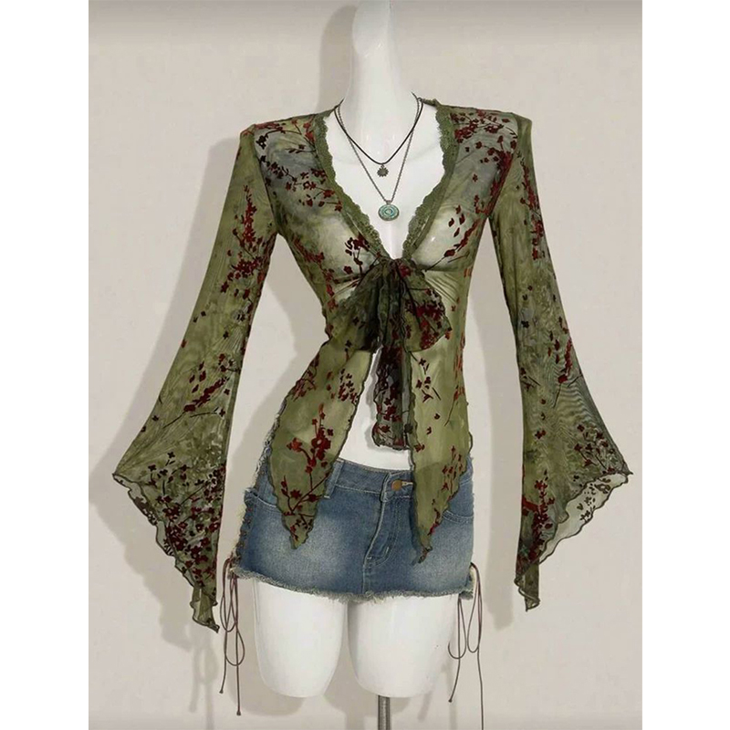 MEXZT Vintage Bloemen Mesh Shi - Sewing V recensie en prijs