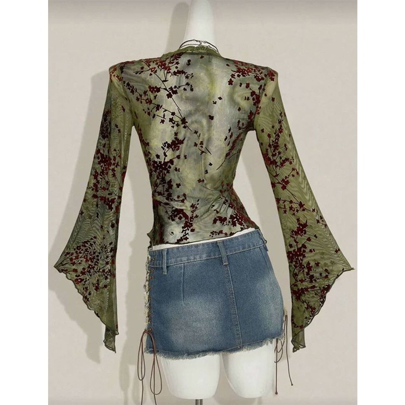 MEXZT Vintage Bloemen Mesh Shi - Sewing V recensie en prijs